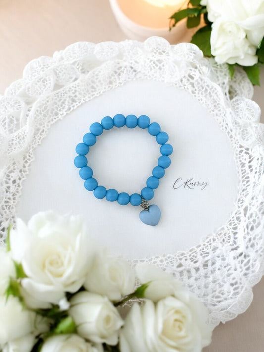 Bracelet enfant accroche coeur bleu clair