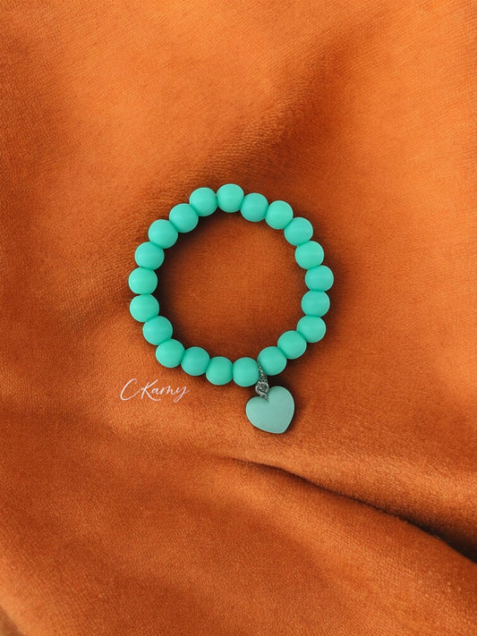 Bracelet enfant accroche coeur bleu vert