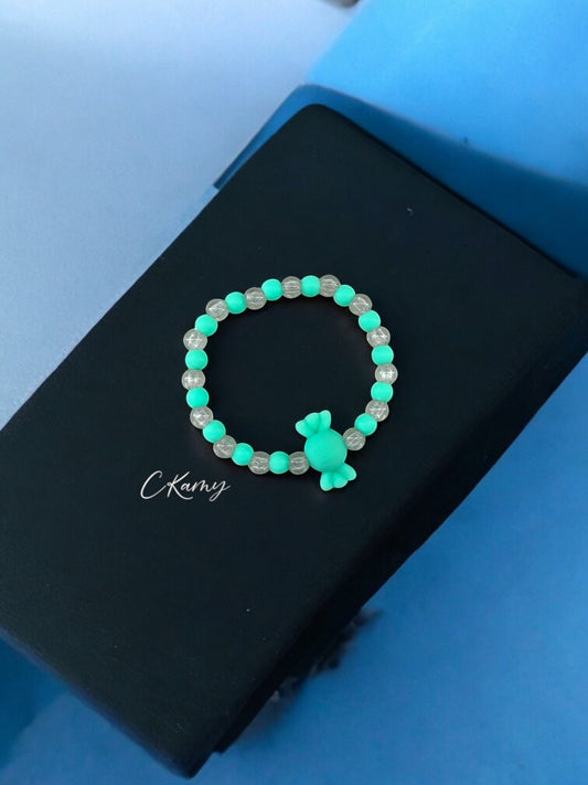 Bracelet enfant bonbon alterné bleu vert mat