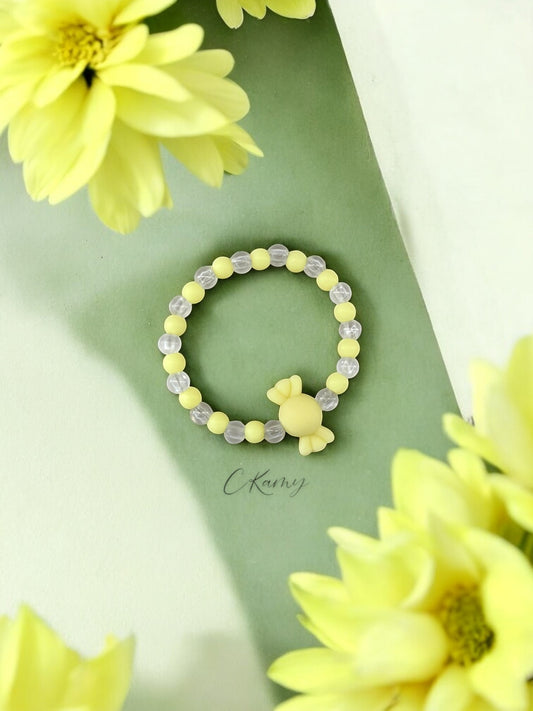 Bracelet enfant bonbon alterné jaune clair mat