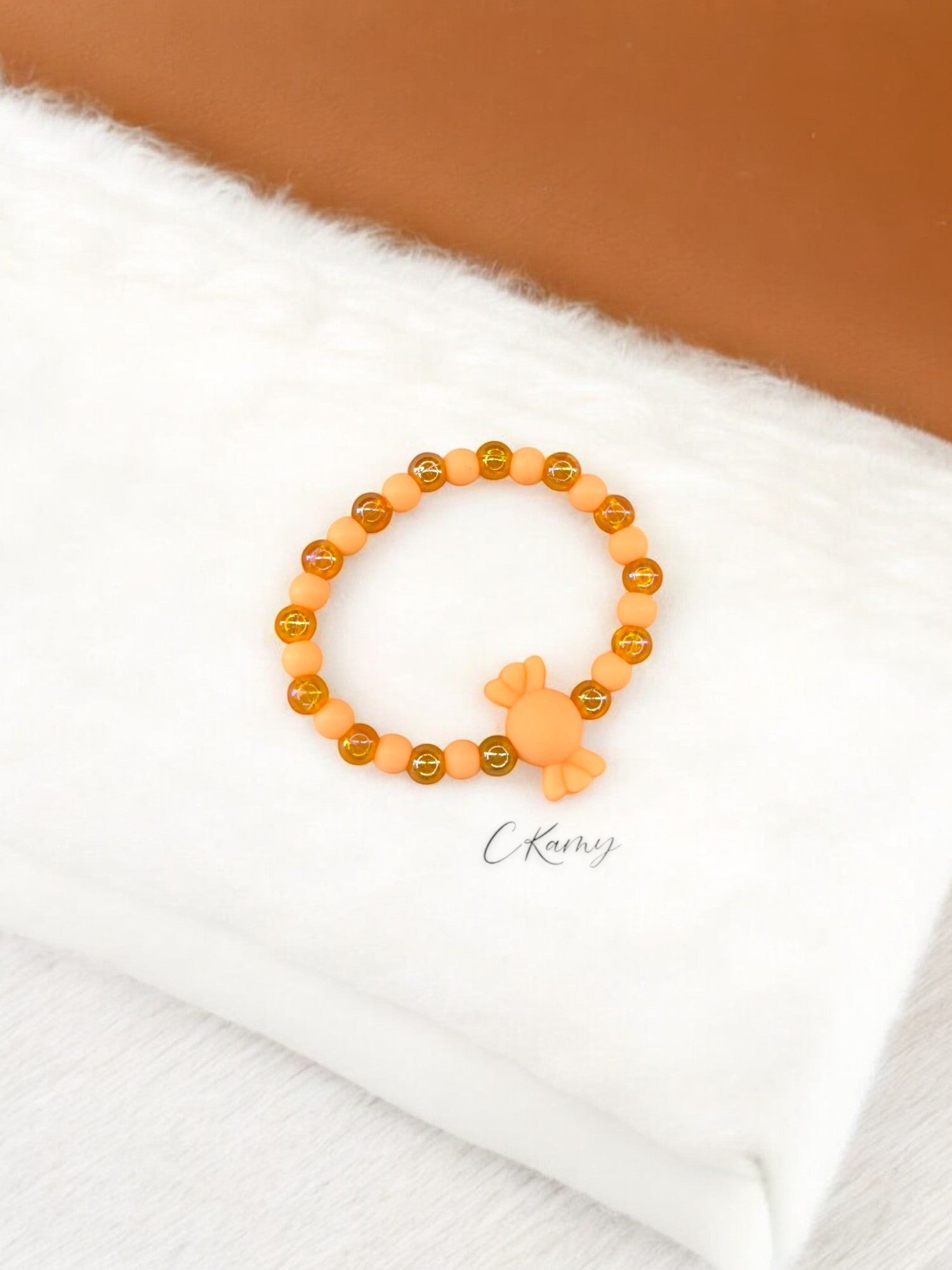 Bracelet enfant bonbon alterné orange mat