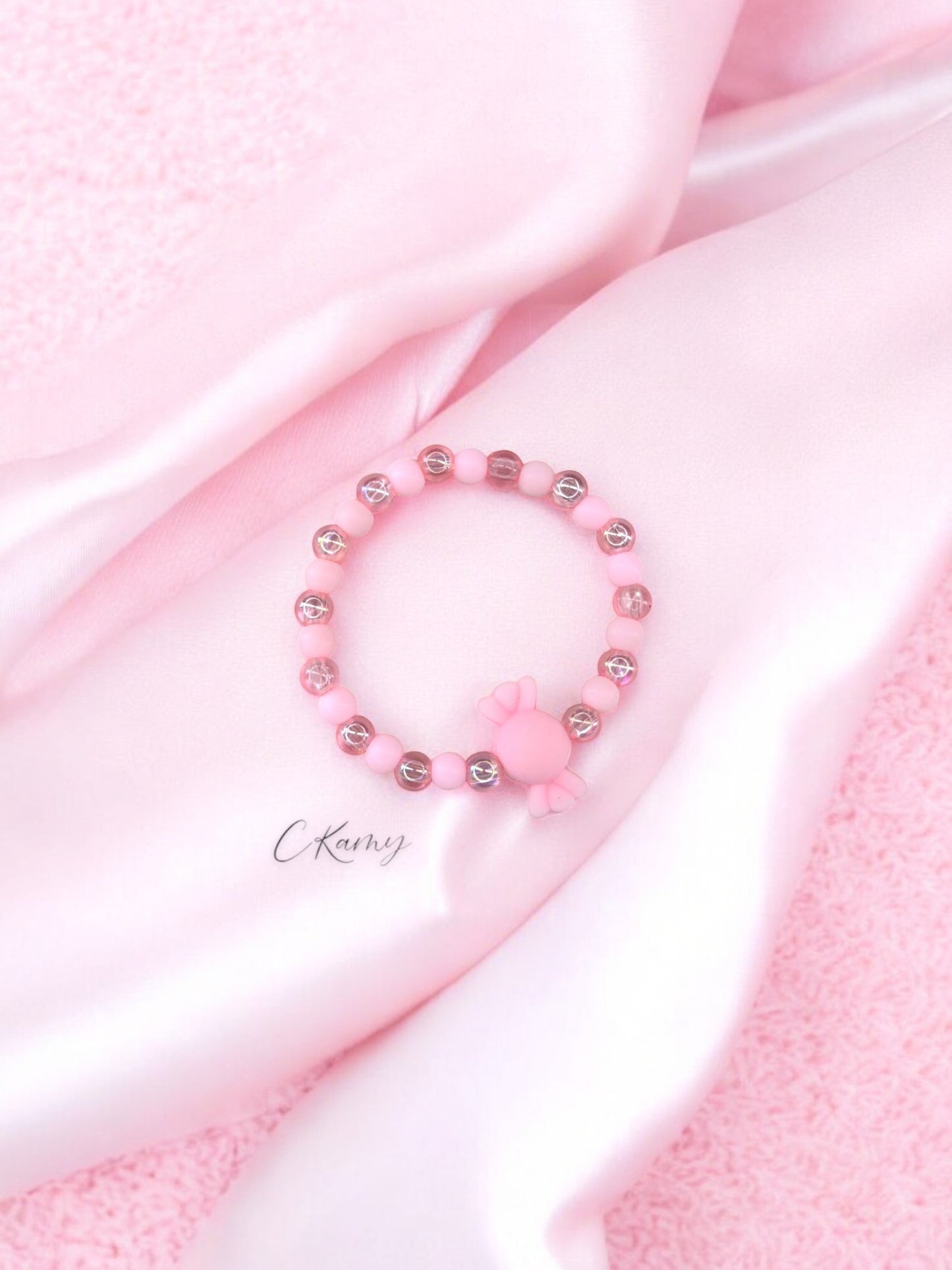 Bracelet enfant bonbon alterné rose clair mat