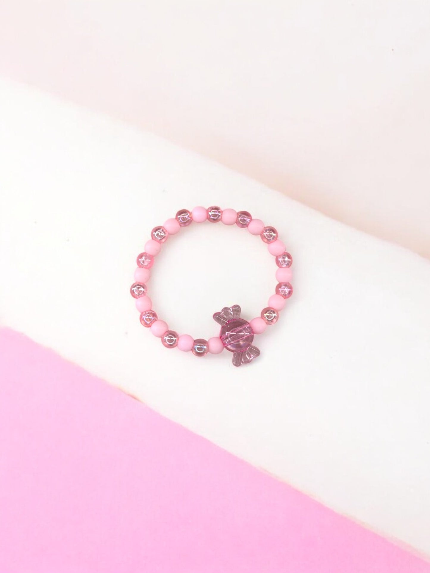 Bracelet enfant bonbon alterné rose clair transparent