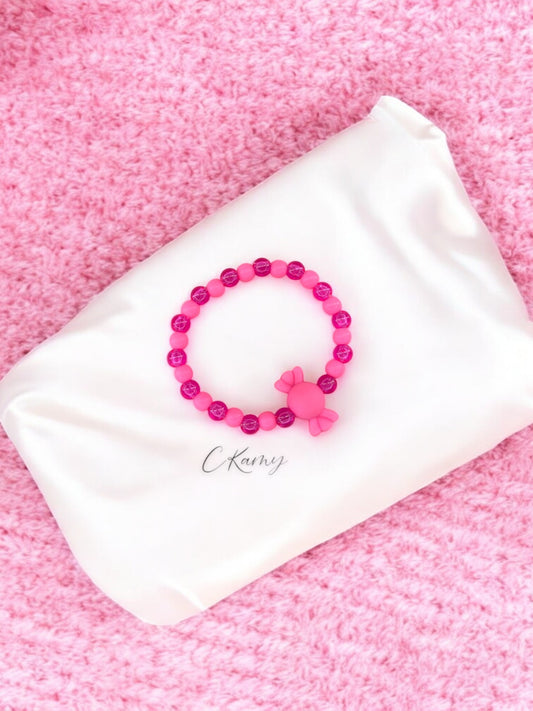 Bracelet enfant bonbon alterné rose foncé mat
