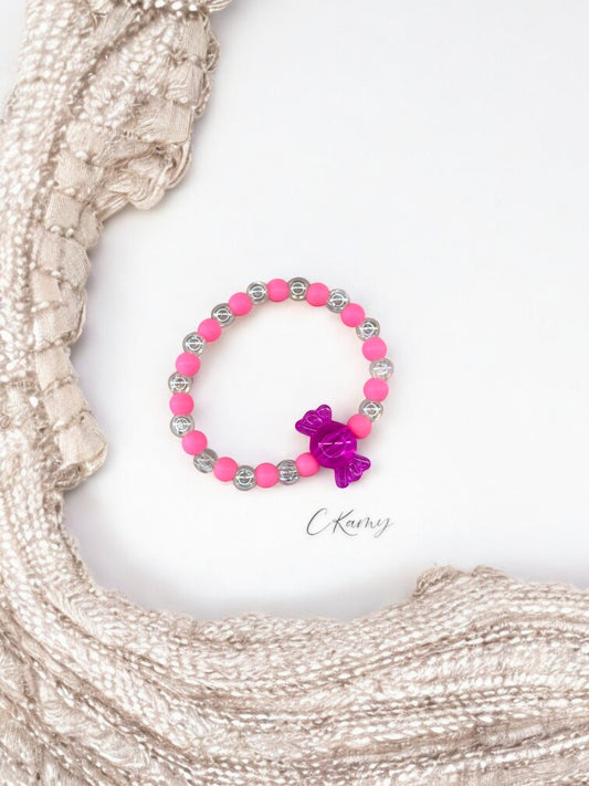 Bracelet enfant bonbon alterné rose transparent
