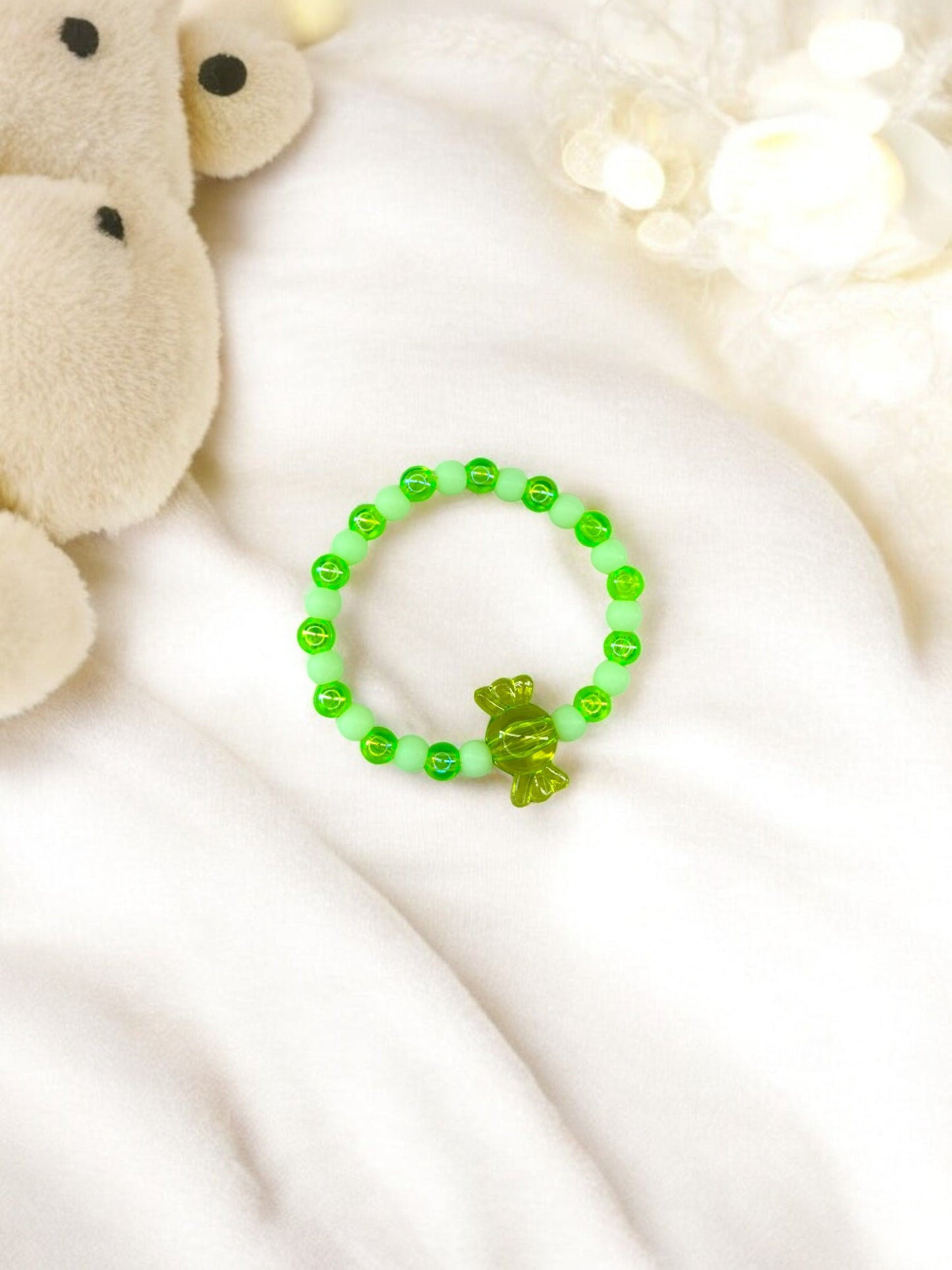 Bracelet enfant bonbon alterné vert transparent