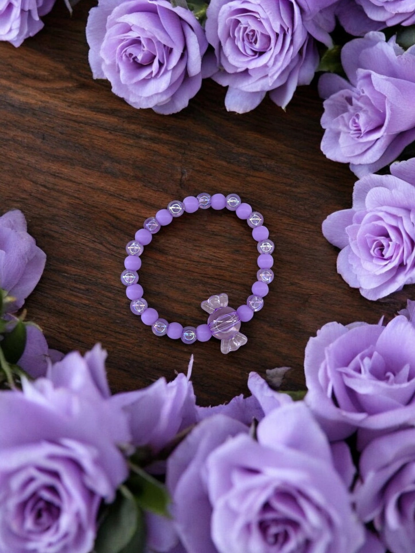 Bracelet enfant bonbon alterné violet transparent