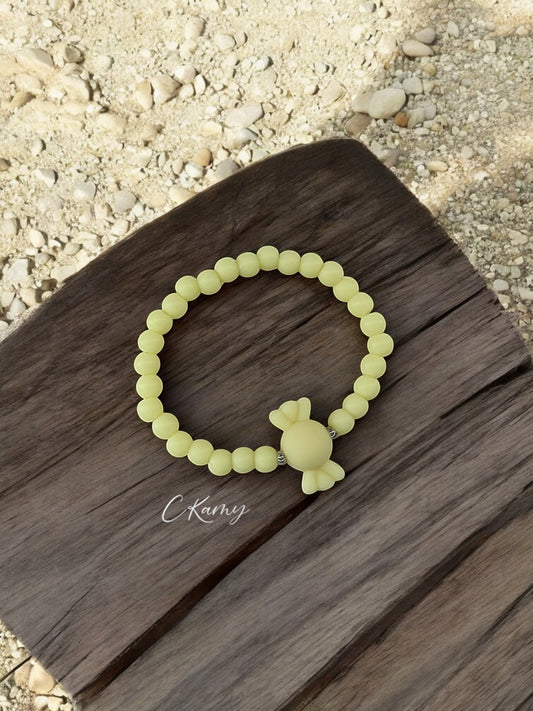 Bracelet enfant bonbon perles jaune clair