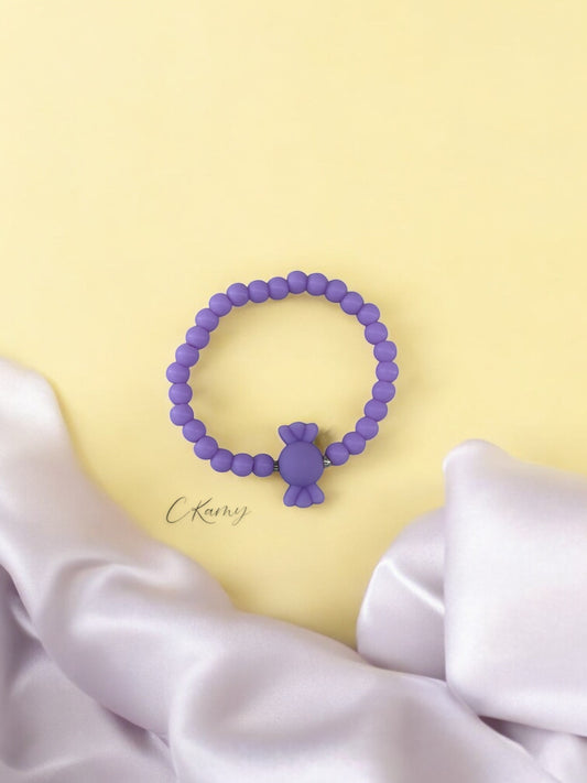 Bracelet enfant bonbon perles violet