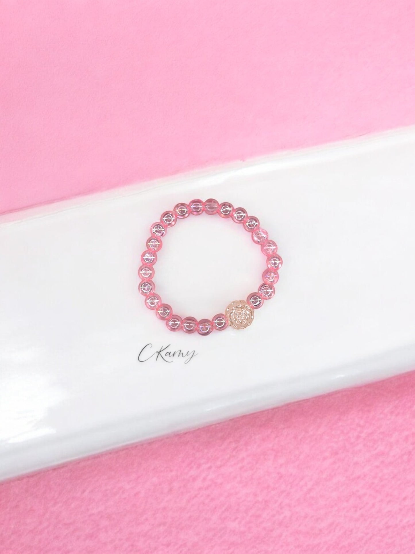 Bracelet enfant boule brillante rose