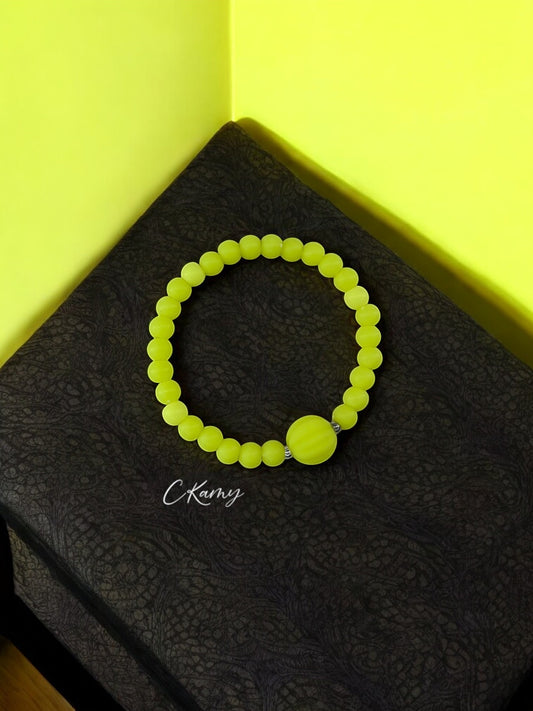 Bracelet enfant citrouille perles jaune