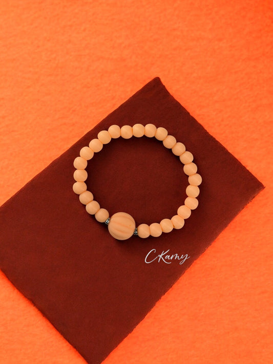 Bracelet enfant citrouille perles orange