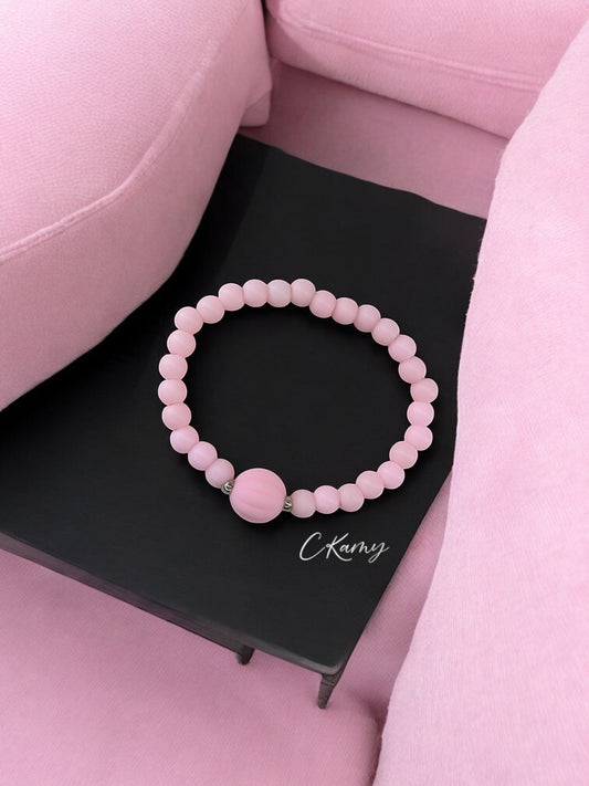 Bracelet enfant citrouille perles rose clair