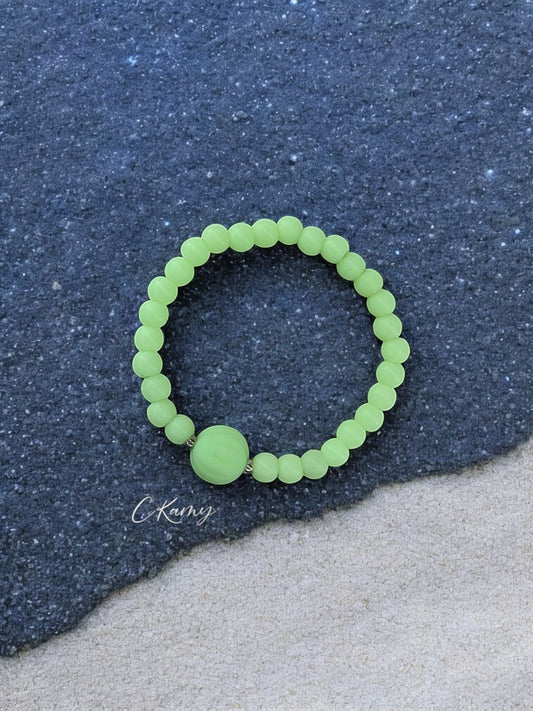 Bracelet enfant citrouille perles vert