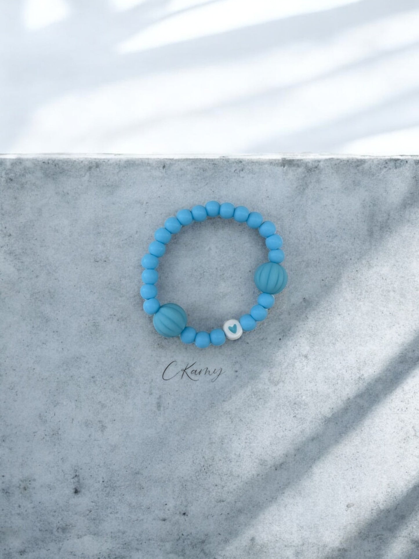 Bracelet enfant citrouilles bleu coeur bleu