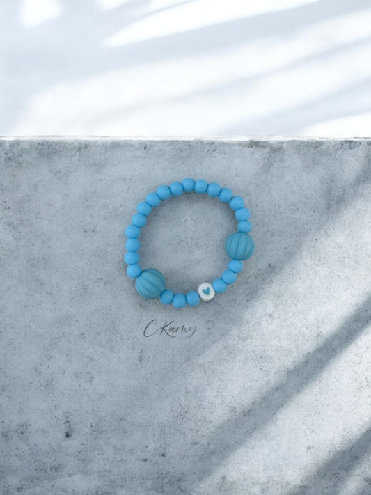 Bracelet enfant citrouilles bleu coeur bleu