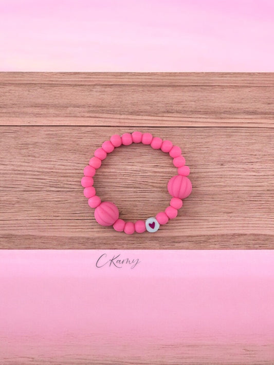 Bracelet enfant citrouilles rose coeur rose