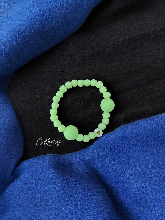 Bracelet enfant citrouilles vert coeur vert