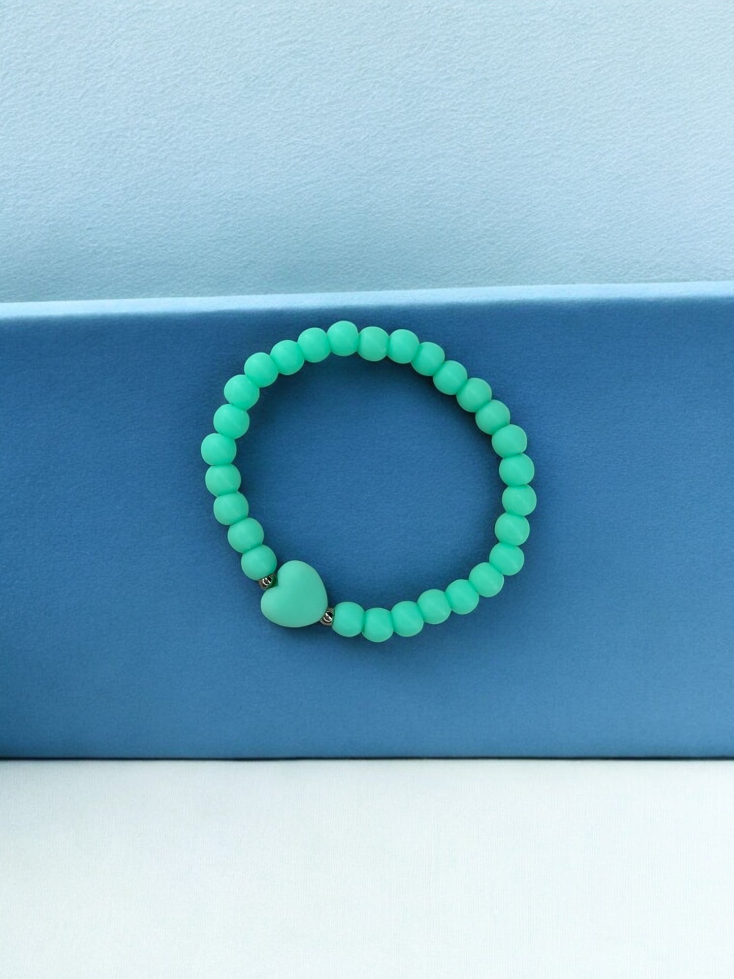 Bracelet enfant coeur perles bleu vert