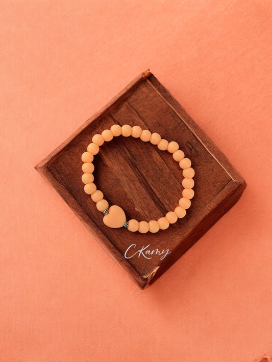 Bracelet enfant coeur perles orange