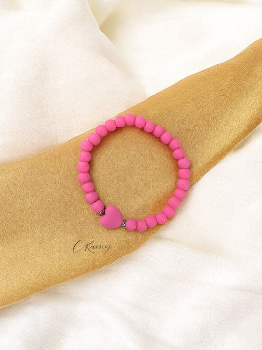 Bracelet enfant coeur perles rose