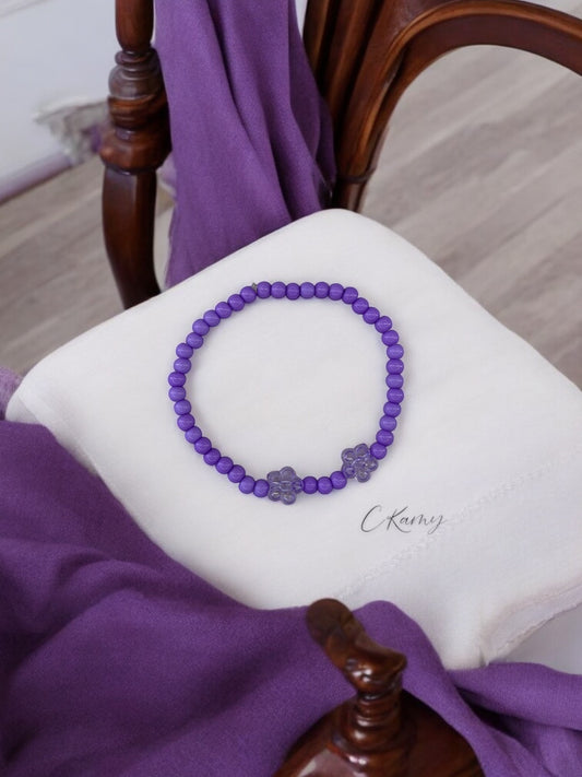 Bracelet enfant deux fleurs violet