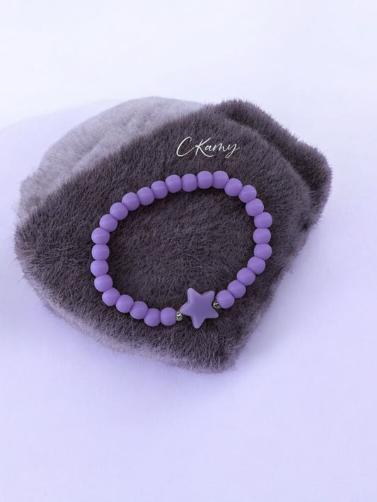 Bracelet enfant étoile perles violet