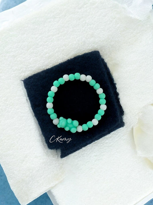 Bracelet enfant nounours alterné bleu vert