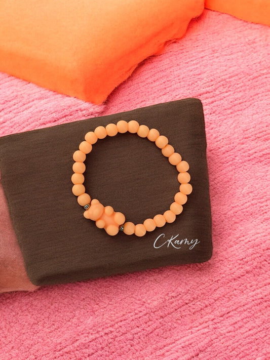 Bracelet enfant nounours perles orange