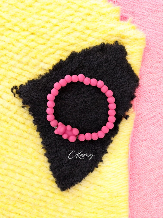 Bracelet enfant nounours perles rose