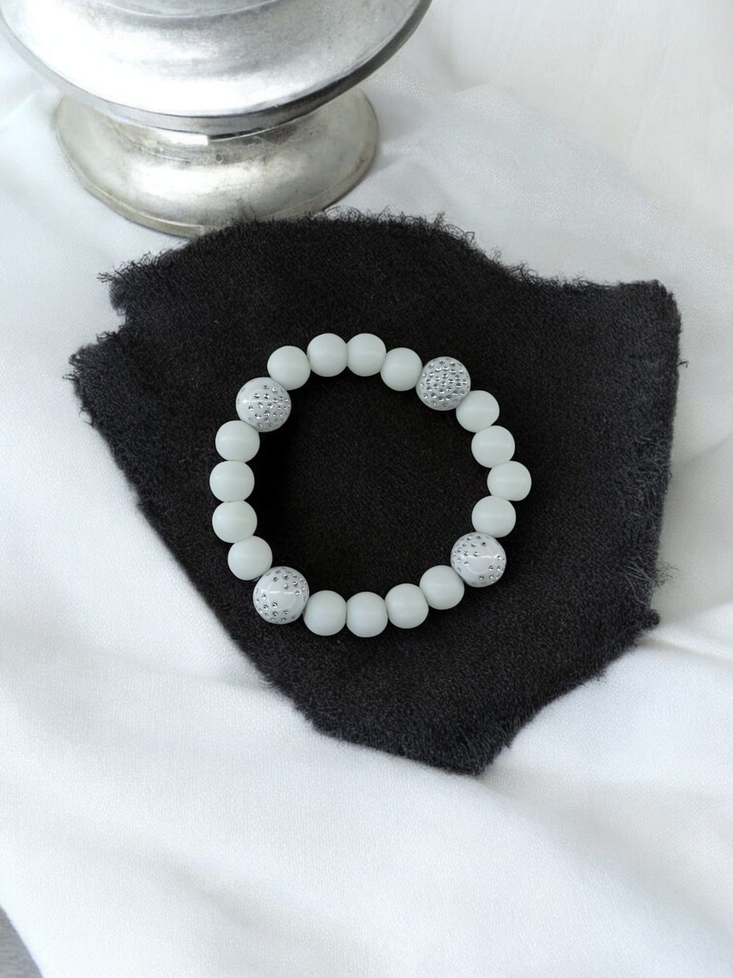 Bracelet enfant perles strassées blanc