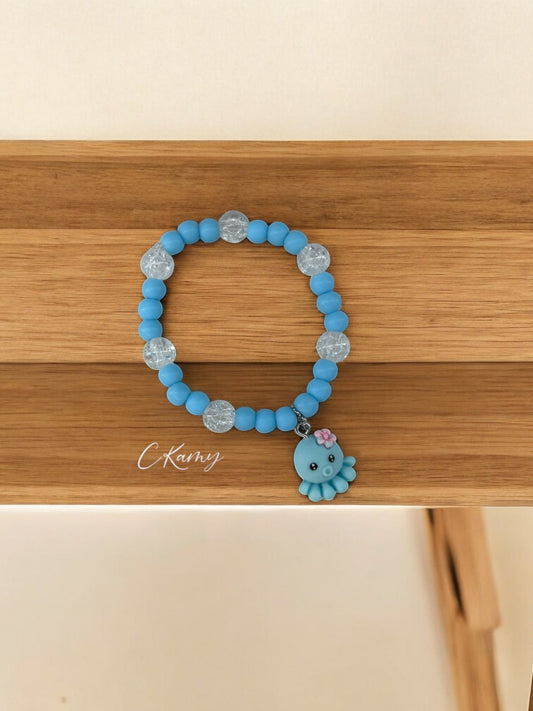 Bracelet enfant pieuvre bleu brillant