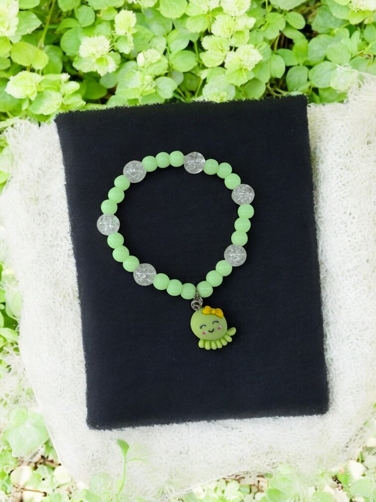 Bracelet enfant pieuvre vert brillant