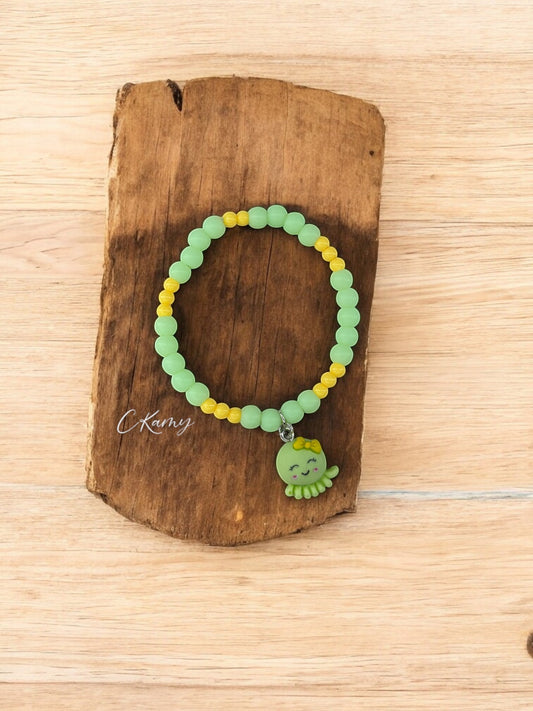 Bracelet enfant pieuvre vert jaune