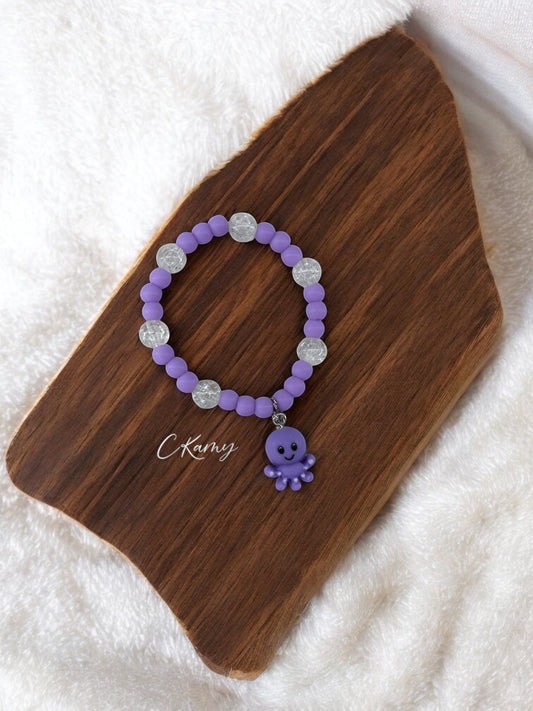 Bracelet enfant pieuvre violet brillant