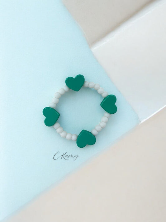 Bracelet enfant tour en coeur bleu vert