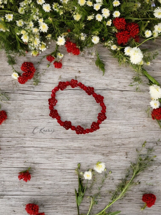 Bracelet enfant tour fleurs rouge