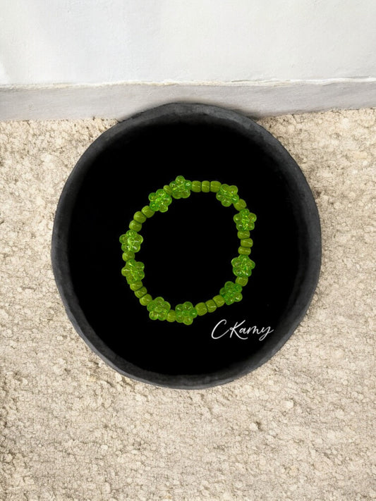 Bracelet enfant tour fleurs vert
