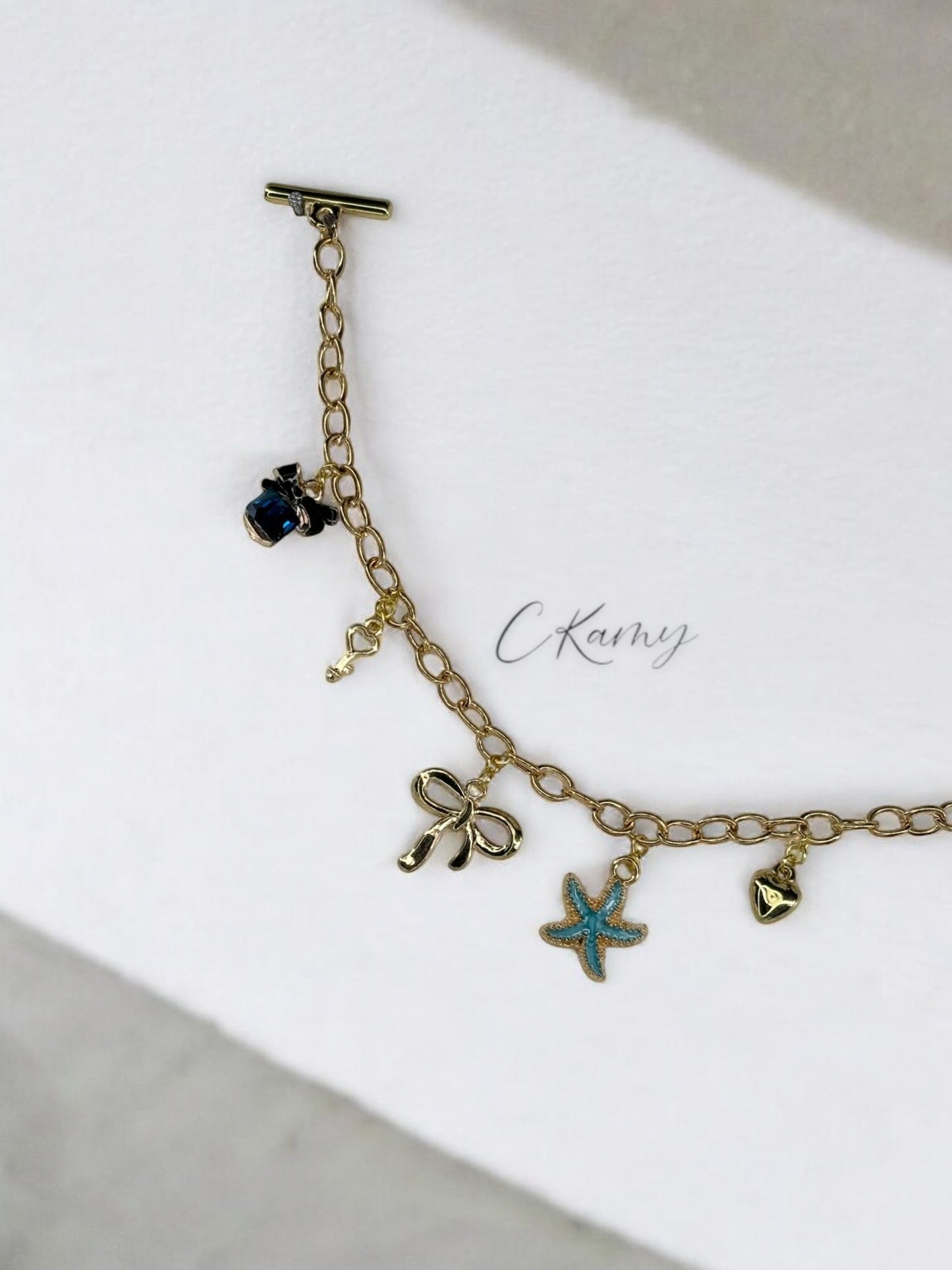 Bracelet femme chaîne étoile de mer parfum bleu