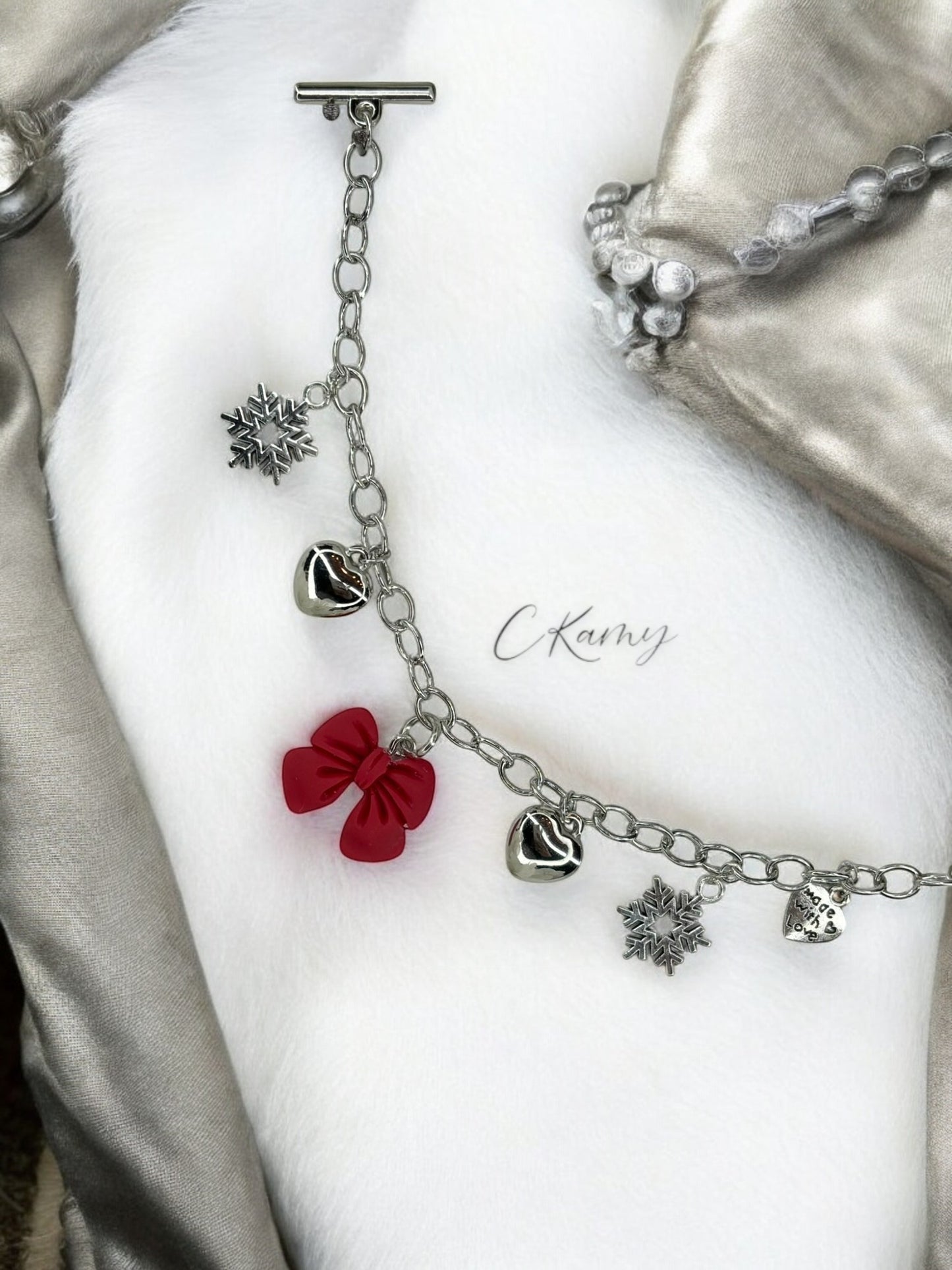 Bracelet femme chaîne noeud rouge