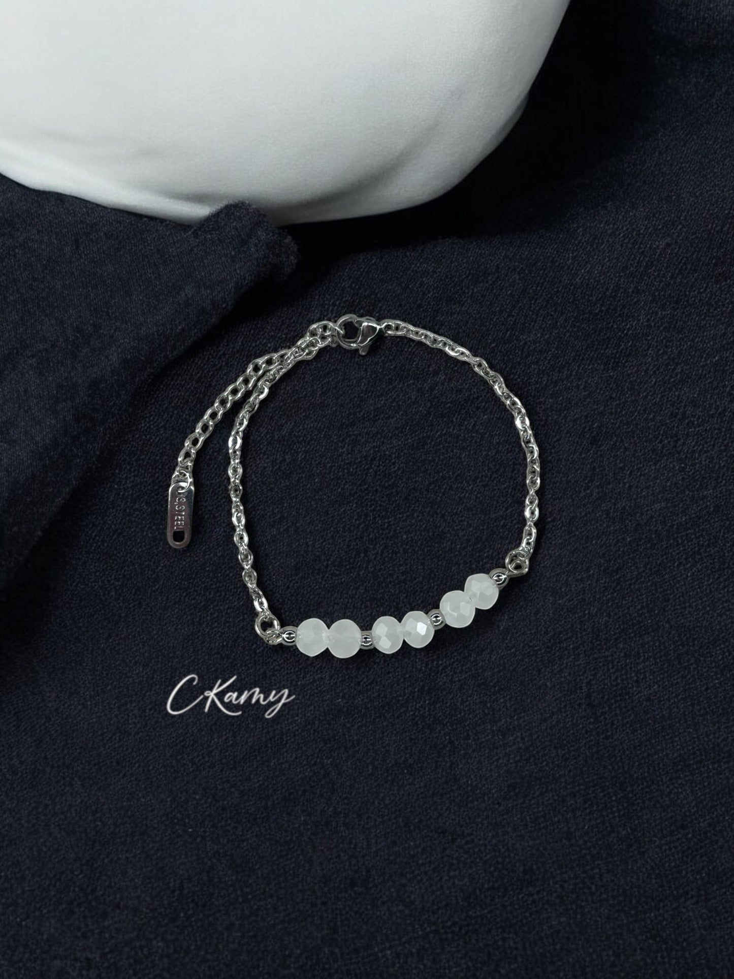 Bracelet femme chaînette argent blanc