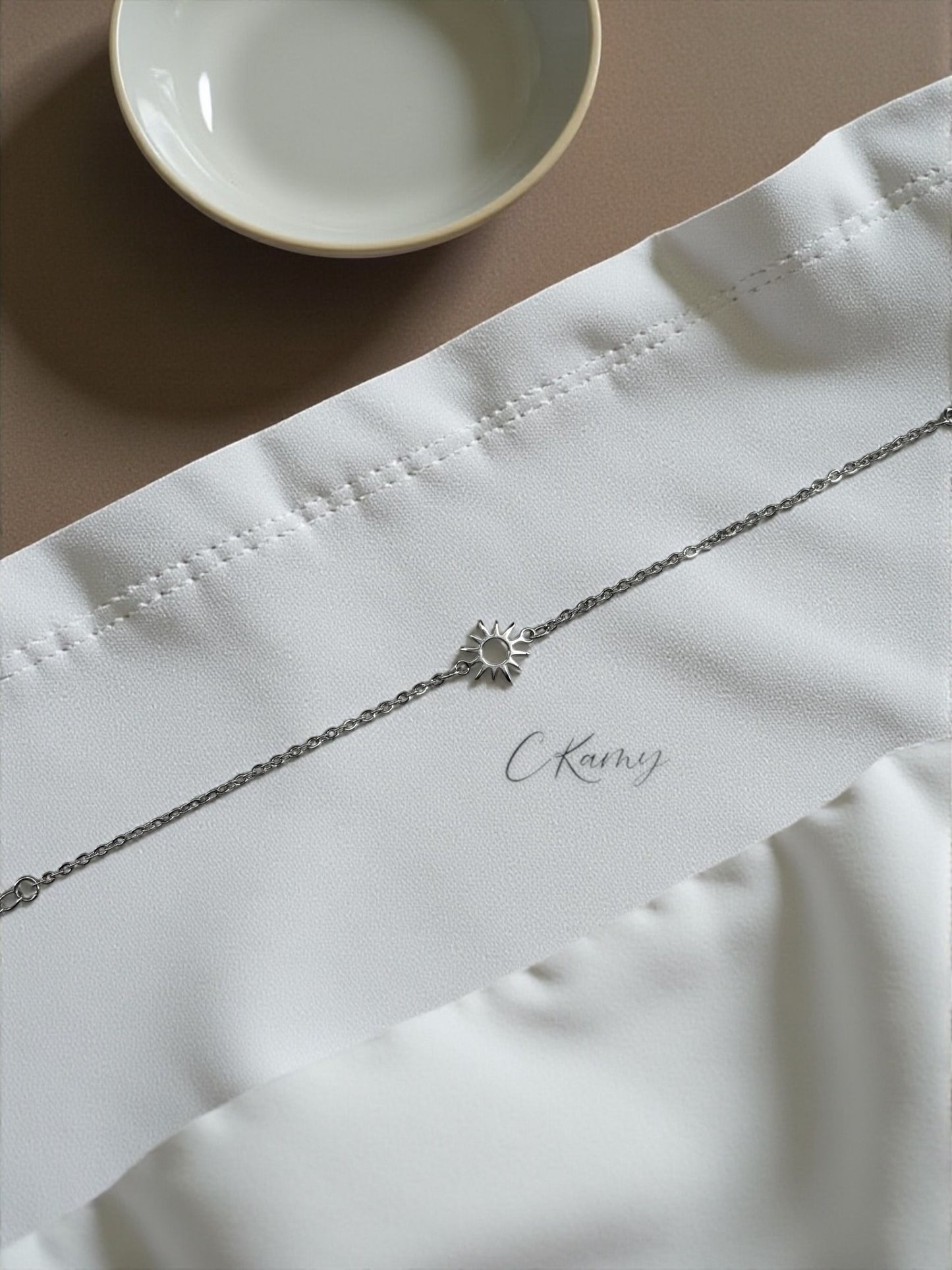 Bracelet femme chaînette argent soleil