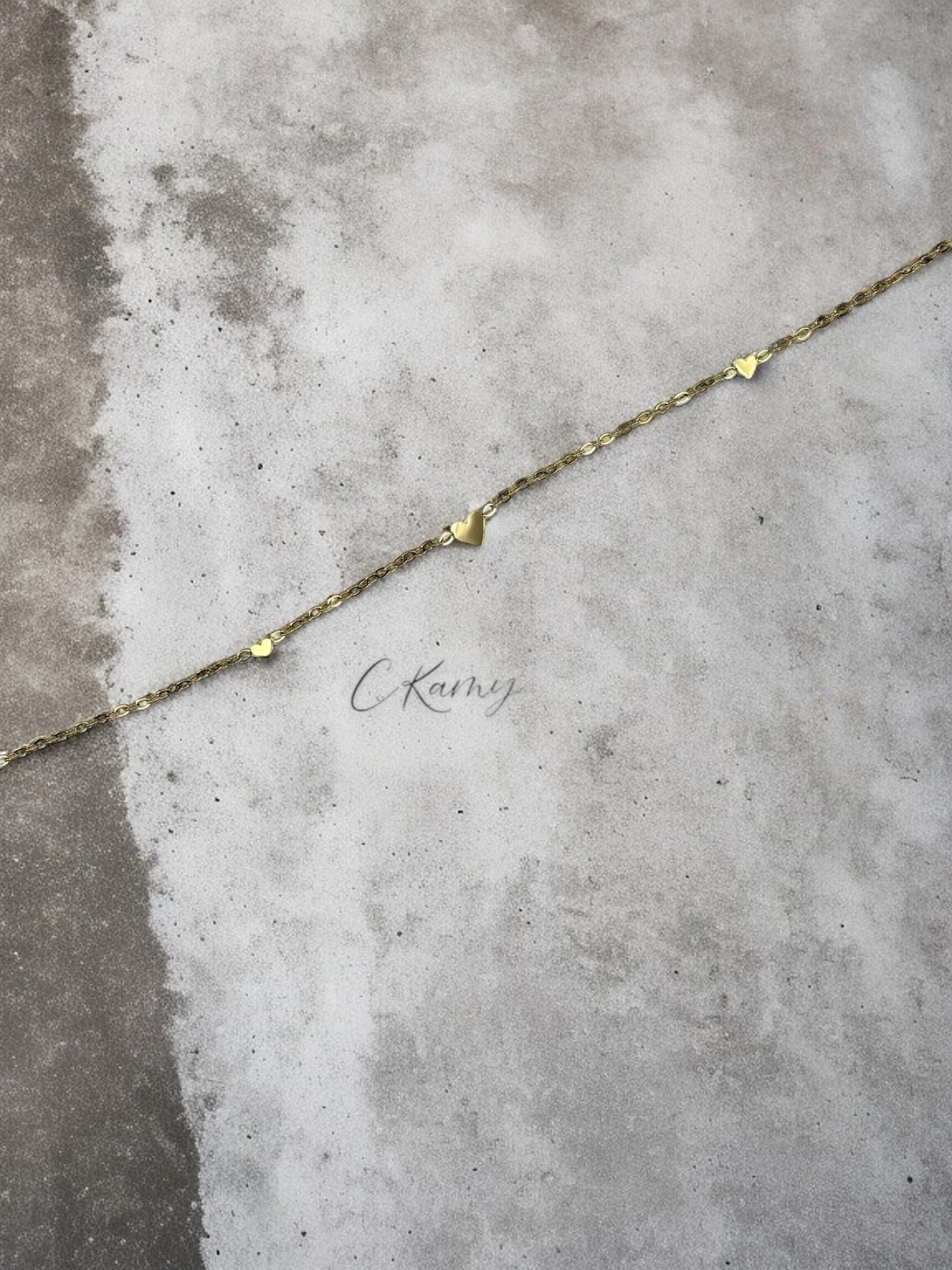 Bracelet femme chaînette doré petit coeur