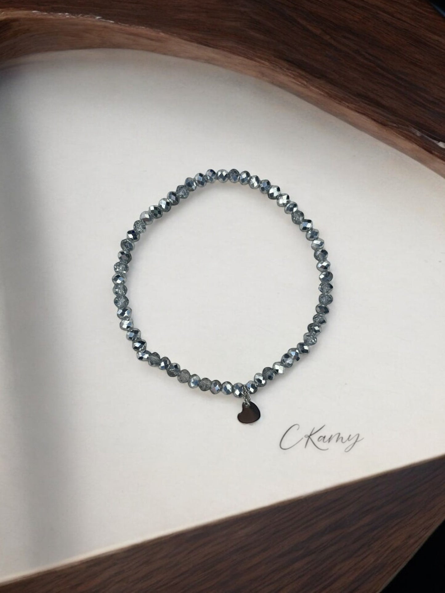 Bracelet femme coeur argent facettes 4mm argent