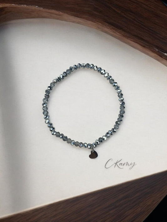 Bracelet femme coeur argent facettes 4mm argent