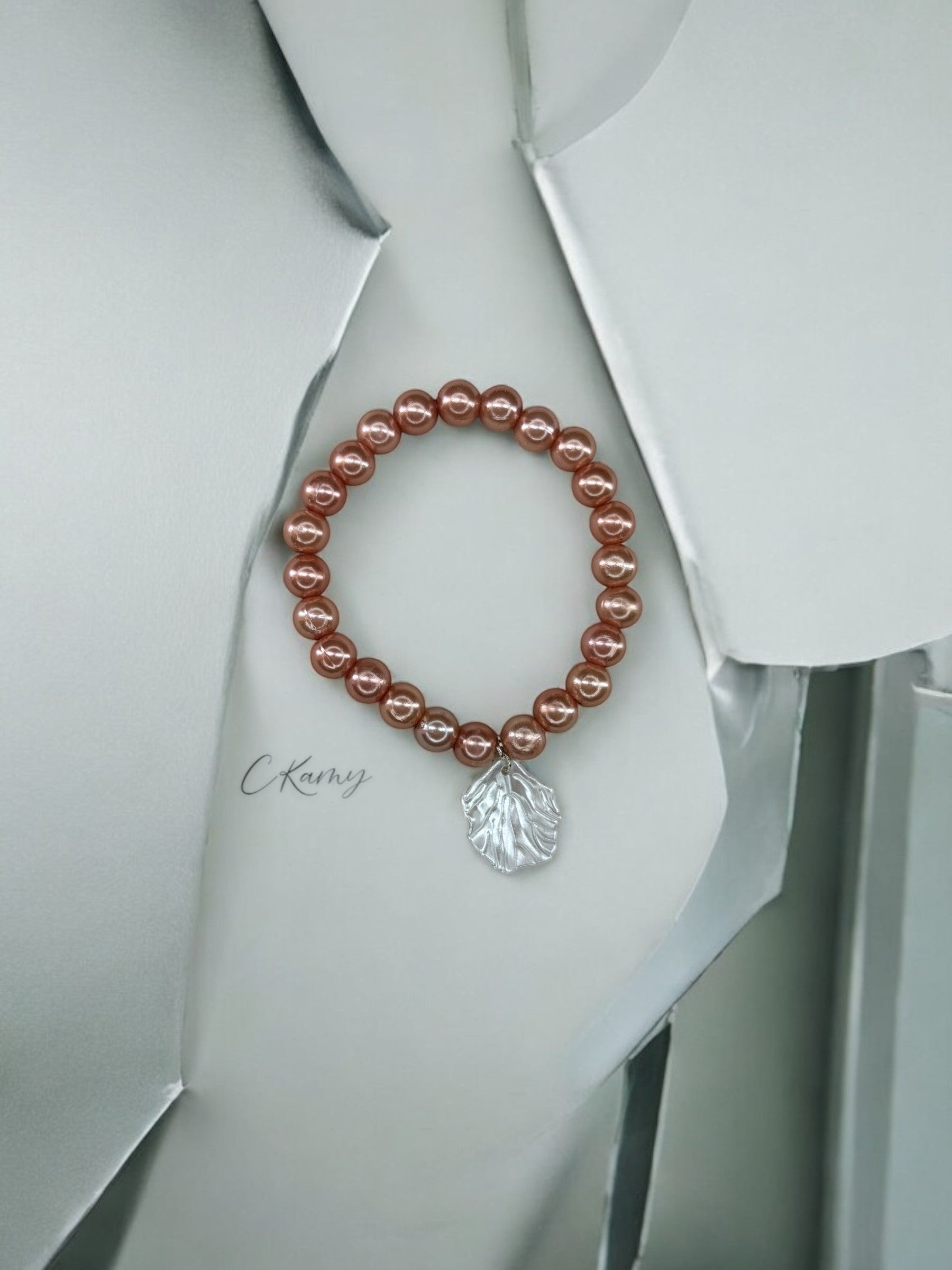 Bracelet femme coquillage nacré rose foncé