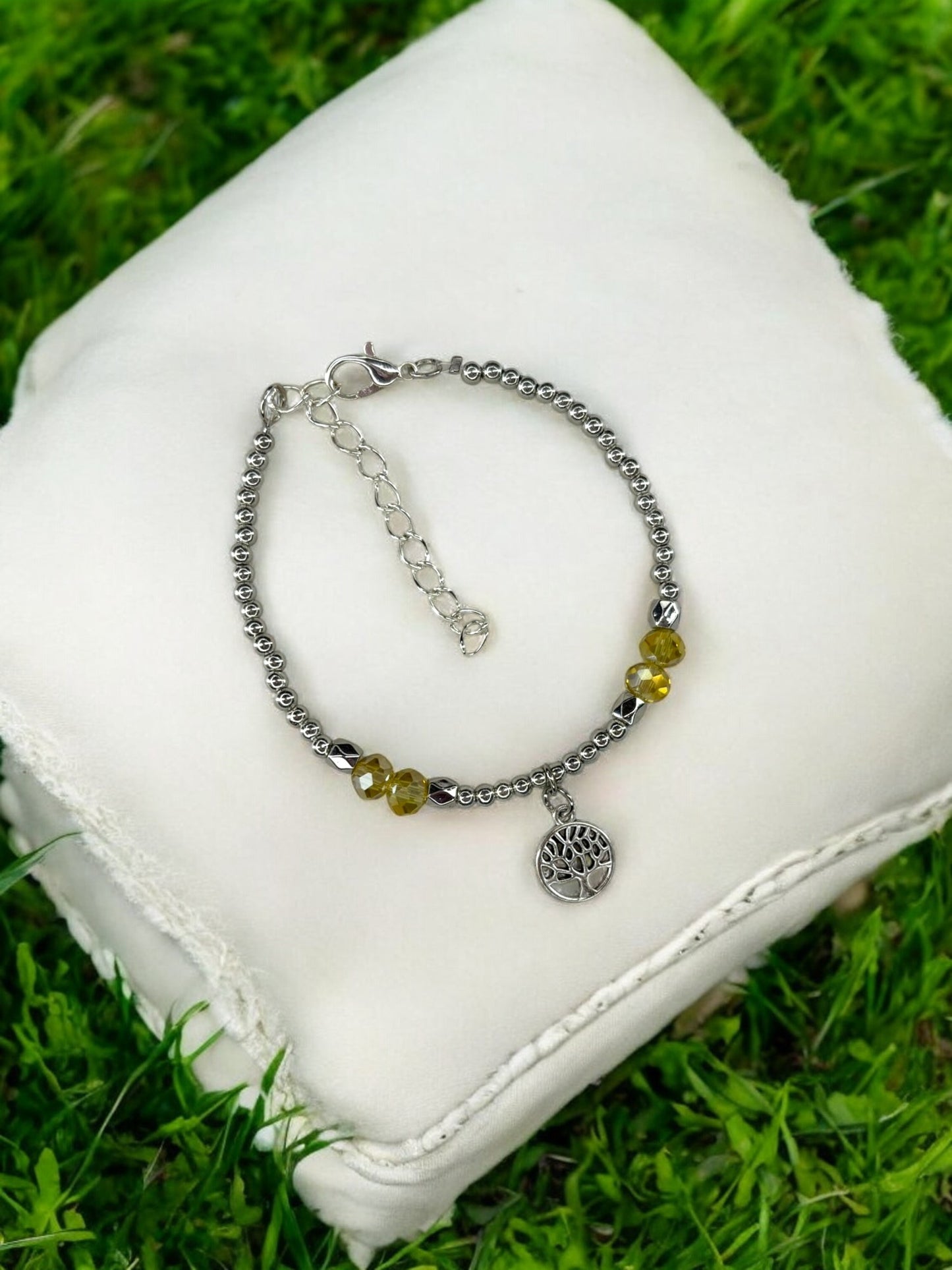 Bracelet femme petit arbre de vie argent jaune clair