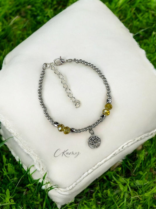 Bracelet femme petit arbre de vie argent jaune clair