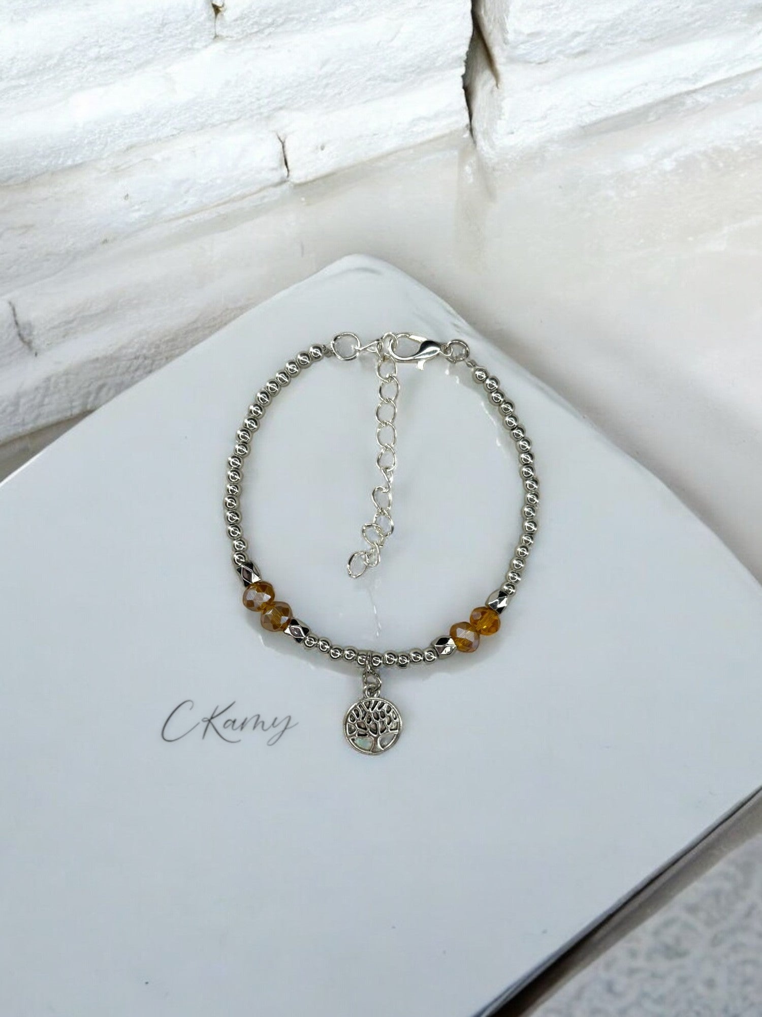 Bracelet femme petit arbre de vie argent marron