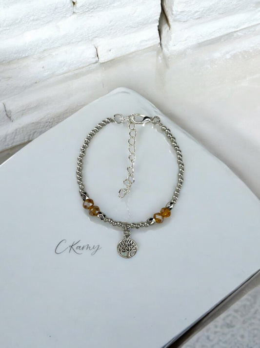 Bracelet femme petit arbre de vie argent marron
